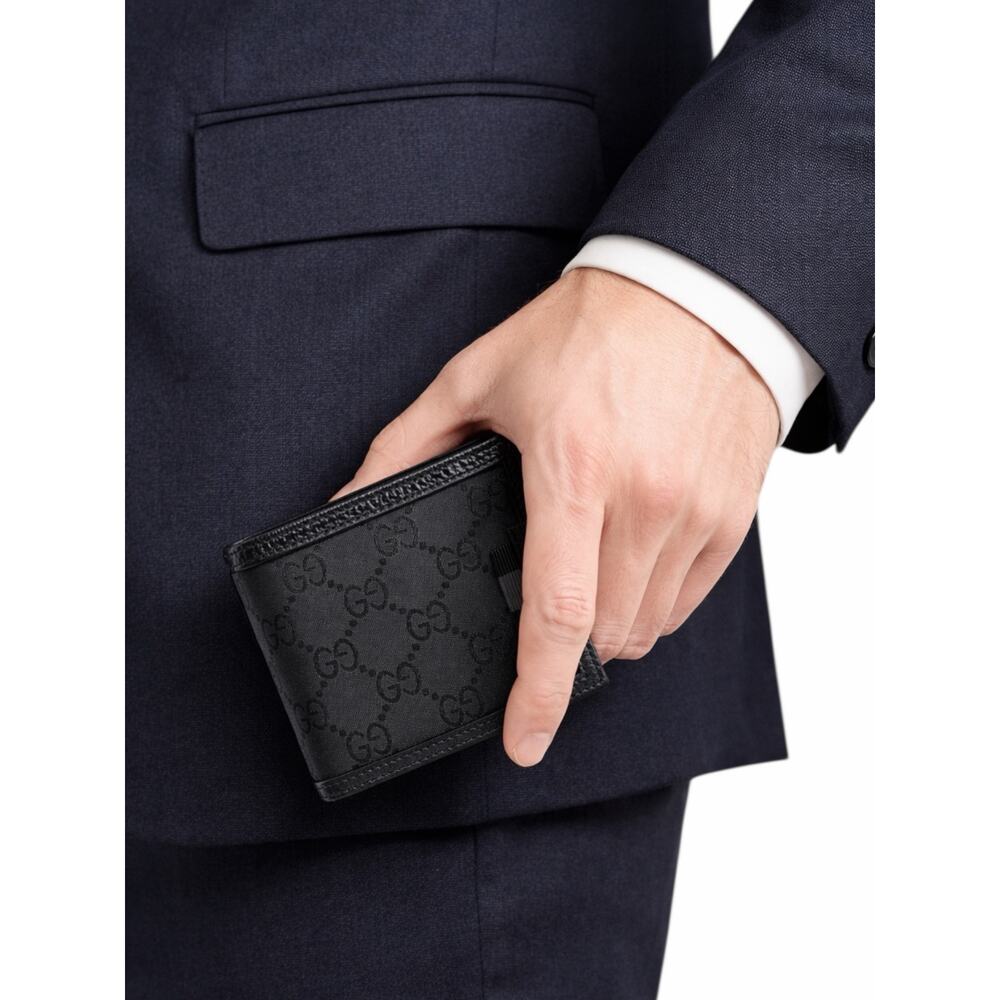 Gucci GG Monogram Canvas Bi-Fold Wallet Leather Trim Black 260987 - Picture 2 of 10